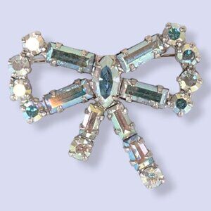 Vintage B David Rhinestone Bow Brooch